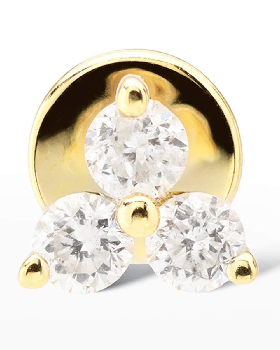 Three Diamond Triad Stud Earring, Single